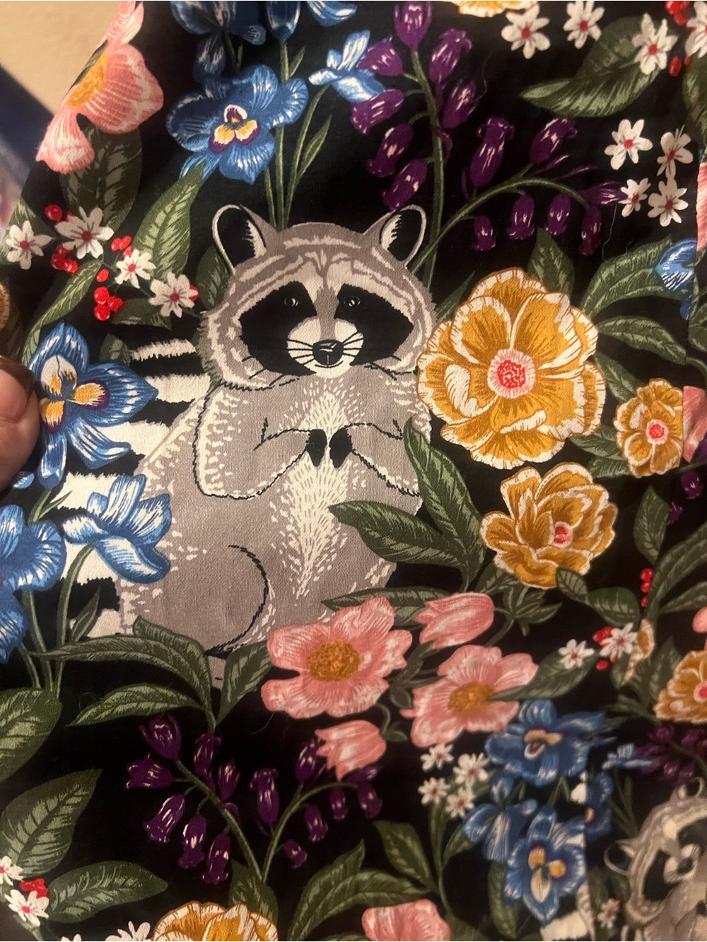 Collectif Black Raccoon/Floral Fit-and-Flare Dress - Picture 5 of 5
